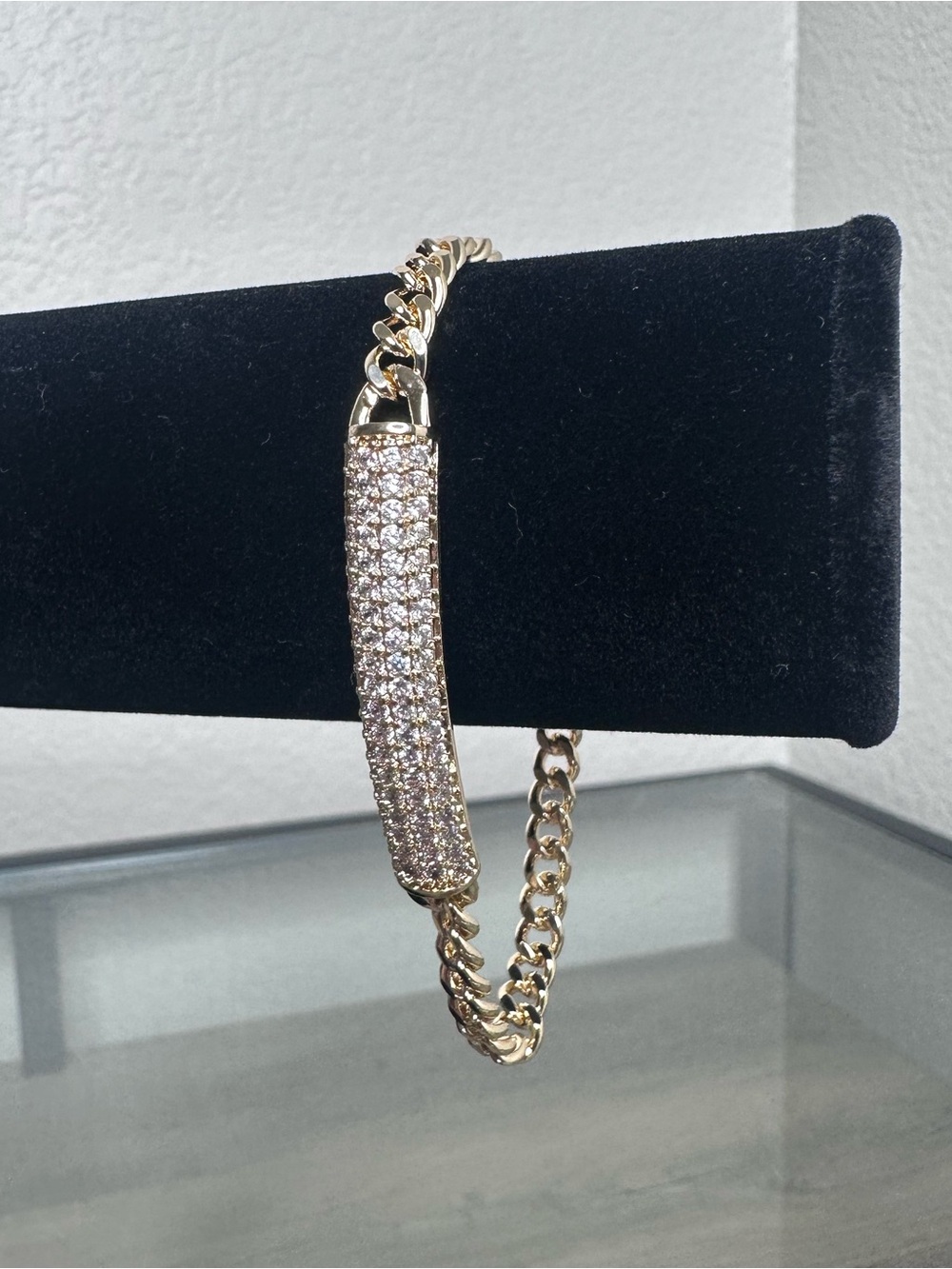Gold-filled Pavé Bar Chain Bracelet